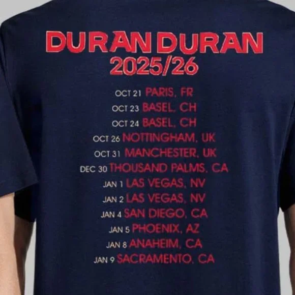 Duran Duran Europe 2025 2026 Navy Collage Bandshot Tour T Shirt 90 - Picture 3 of 6